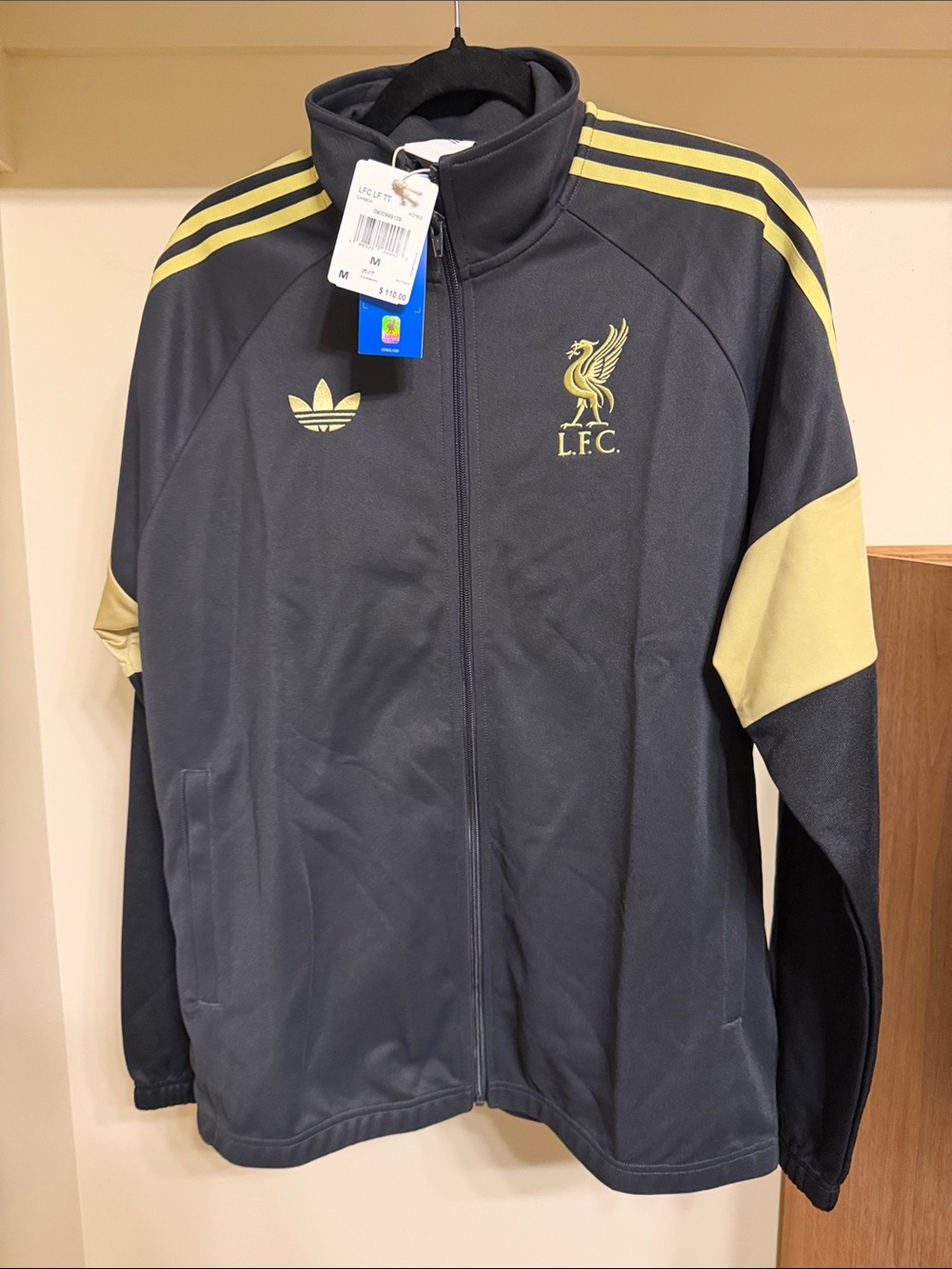 NWT Authentic Adidas Liverpool FC Black & Gold Soccer / Football Track Jacket